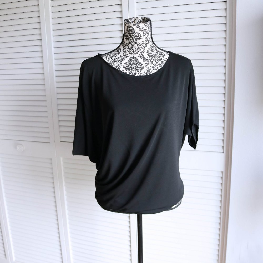 Lida Baday Side Bat Sleeve Black Blouse